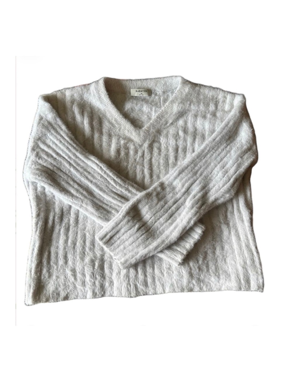Aritzia Babaton V-Neck Ribbed Kitten Sweater